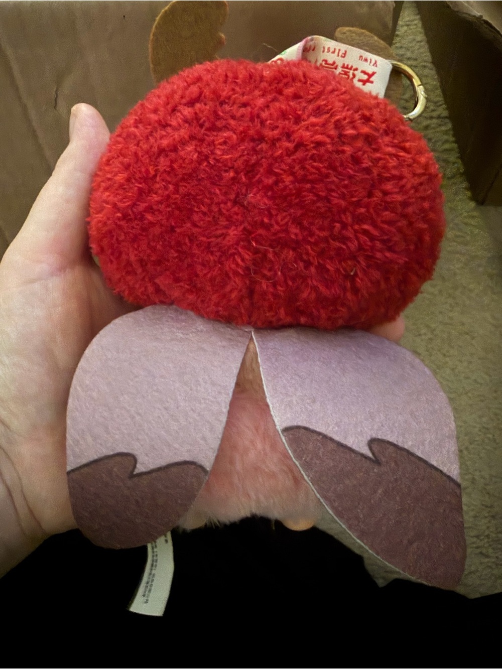 Plush Red & Pink Cozy Bug Keychain - Picture 2 of 2